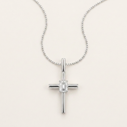 0.5CT Emerald Cut Lab Grown Diamond Pendant Necklace