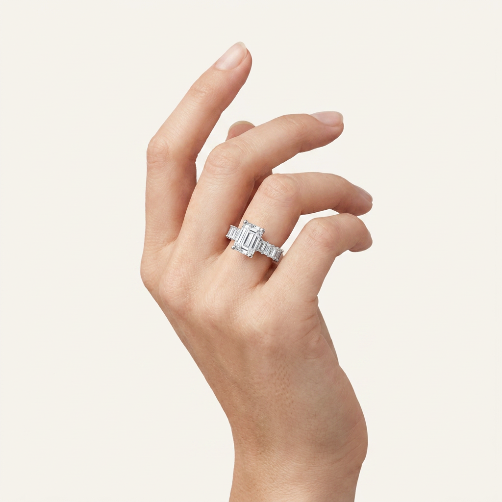 4.79CT Emerald Cut Lab Diamond Cluster Ring