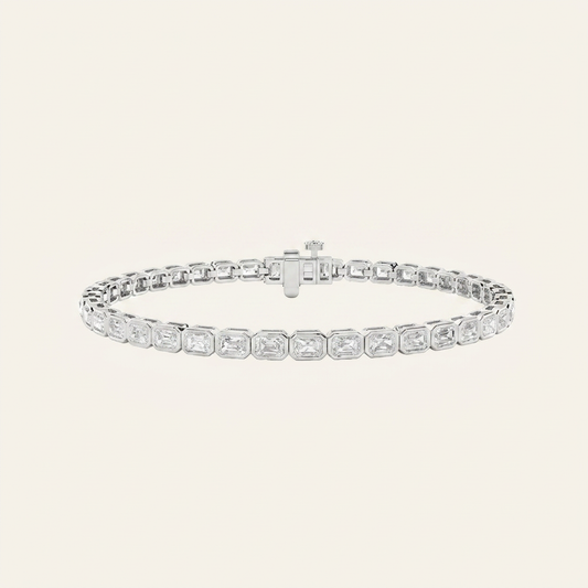 5CT Radiant Cut Lab Grown Diamond East West Bezel Set Tennis Bracelet