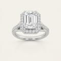 3CT Emerald Cut Lab Grown Diamond Halo Engagement Ring