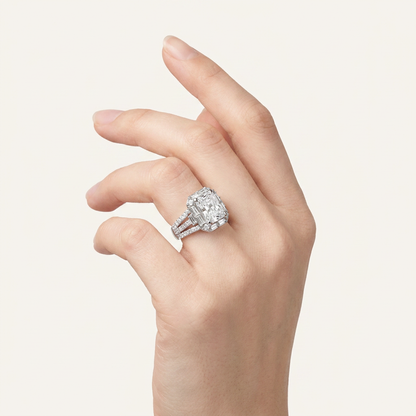 6.6CT Radiant Cut Certified Lab Grown Diamond Cluster Ring
