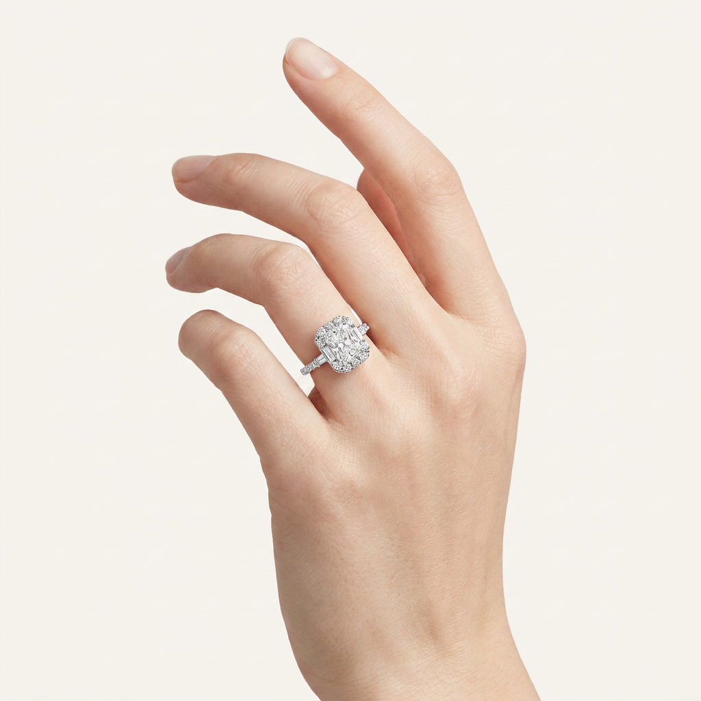6.9CT Radiant Cut Certified Lab Grown Diamond Halo Ring