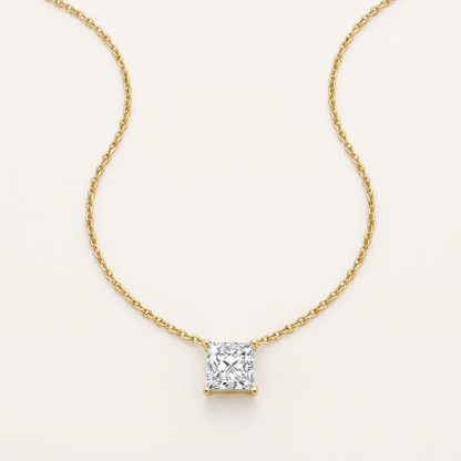 2 Ct Princess Cut Lab Grown Diamond Solitaire Necklace