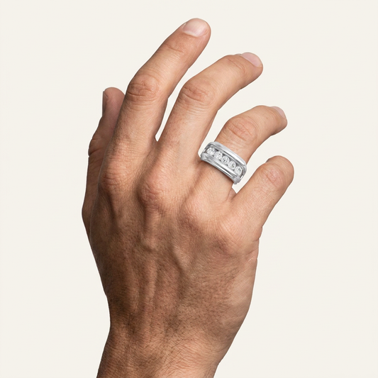 2CT Round Cut Certified Lab Grown Diamond Men's Band