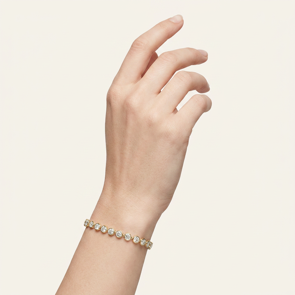 3CT Round Cut Lab Grown Diamond Bezel Set Bracelet