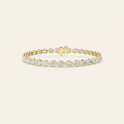 15CT Oval Cut Lab Grown Diamond East West Bezel Set Tennis Bracelet