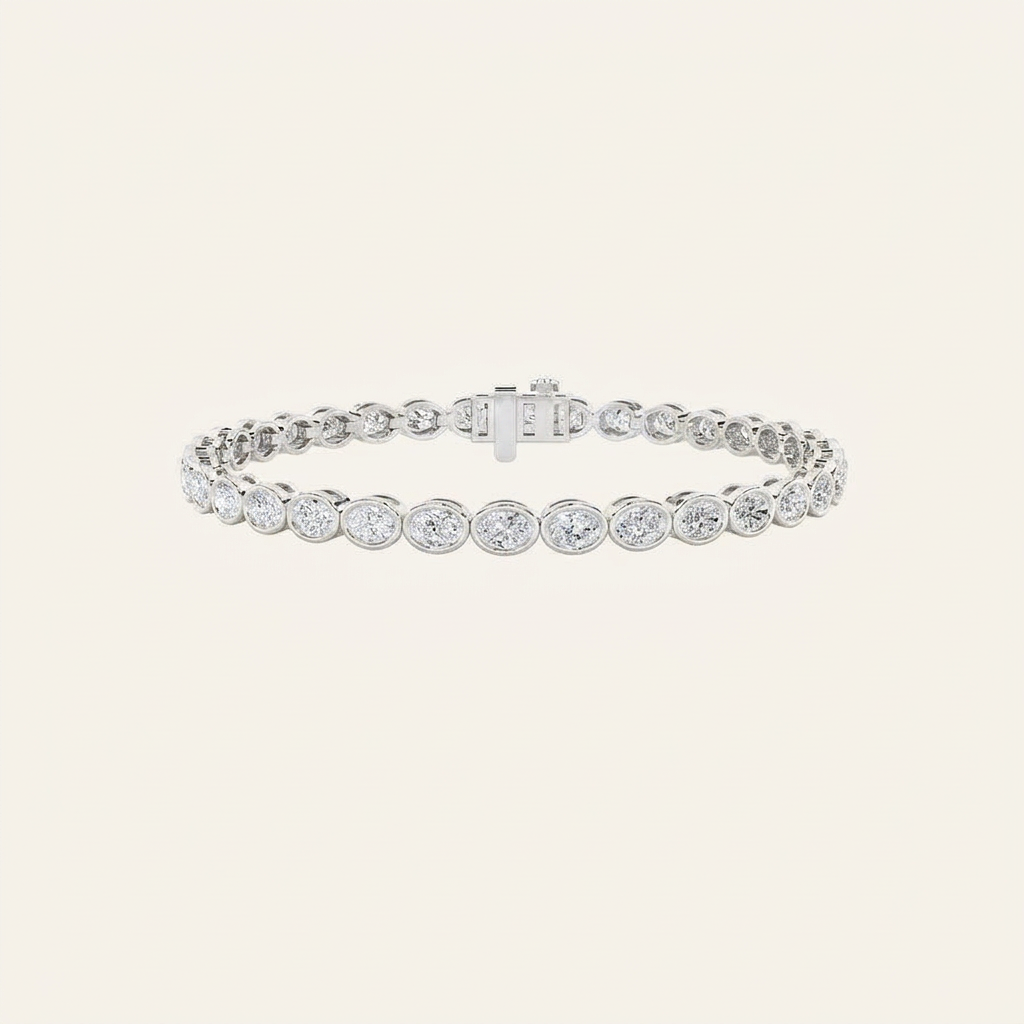 15CT Oval Cut Lab Grown Diamond East West Bezel Set Tennis Bracelet