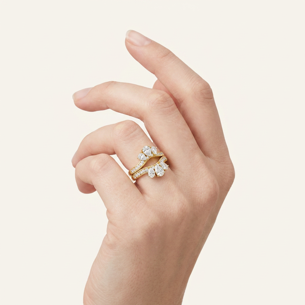 2CT Pear Cut Lab Grown Diamond Insert Jacket Ring