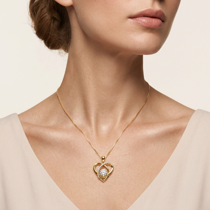 1.5CT Round Cut Lab Grown Diaond Heart Pendant Necklace