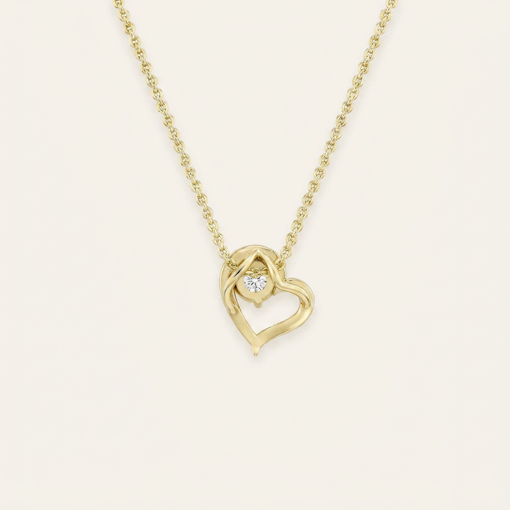 0.50 Ct Round Cut Lab Grown Diamond Heart Shaped Pendant