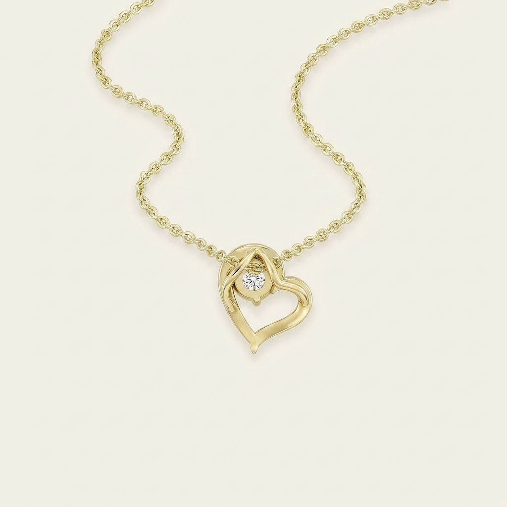 0.50 Ct Round Cut Lab Grown Diamond Heart Shaped Pendant