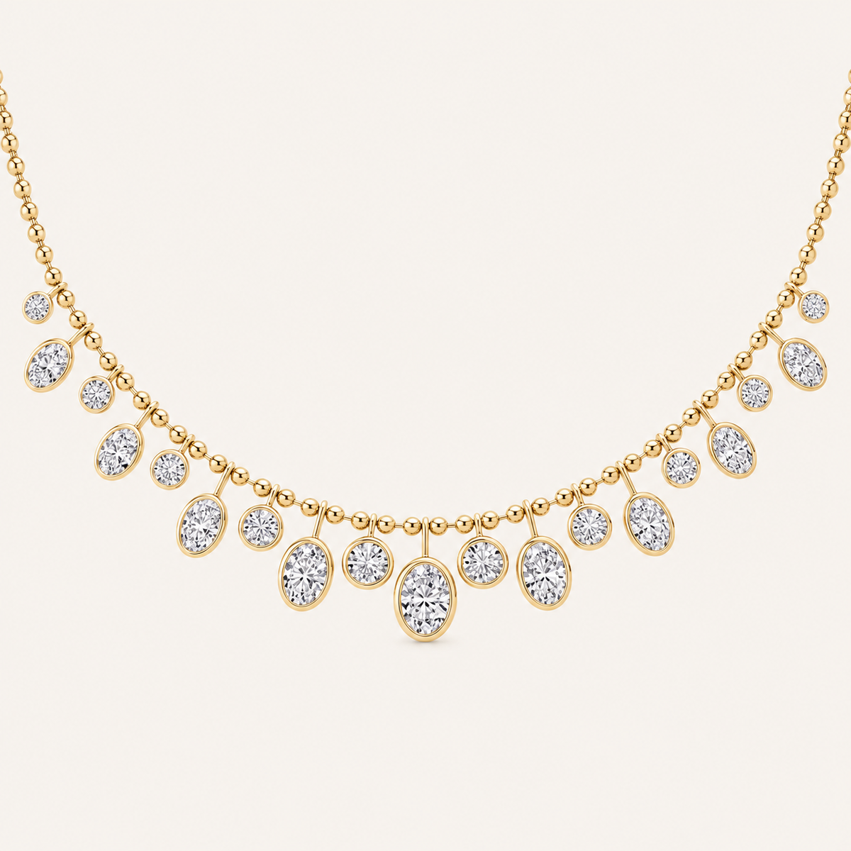 10CT Oval And Round Cut Lab Grown Diamond Pendant Necklace