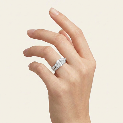 3.57CT Marquise Cut Certified Lab Grown Diamond Bridal Set