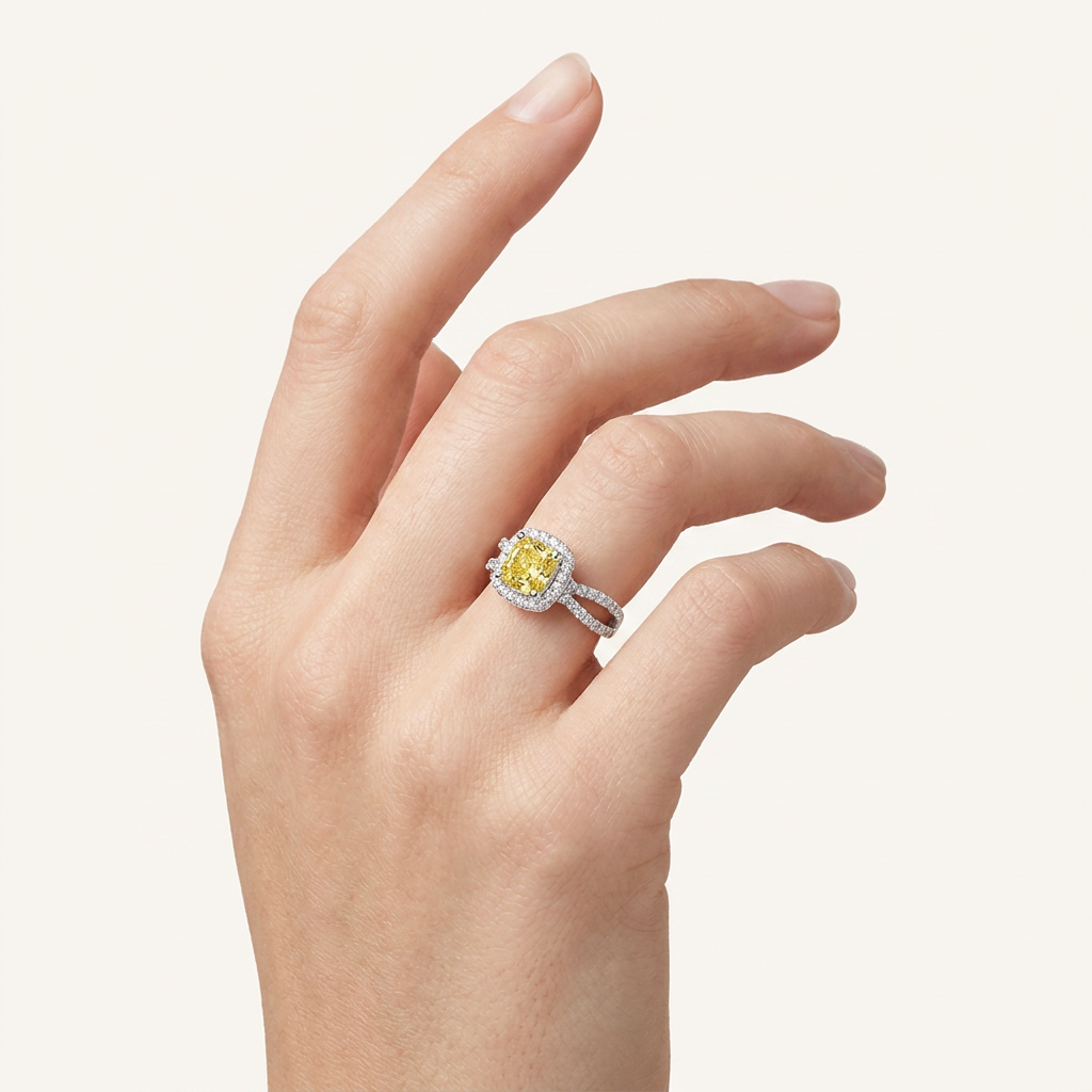 2.25CT Elongated Cushion Cut Lab Grown Diamond Halo Side Stone Ring