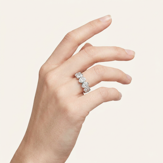 3.5CT Oval Cut Lab Grown Diamond Eternity Ring