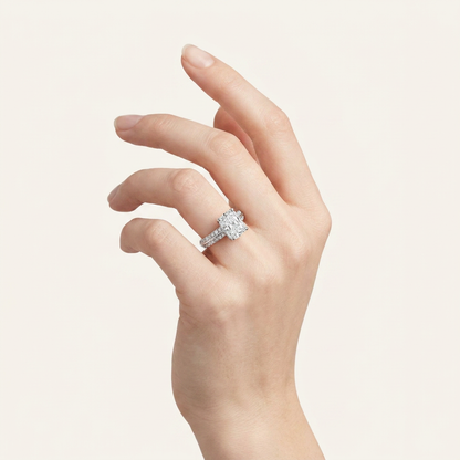 1.75CT Elongated Cushion Cut Lab Grown Diamond Side Stone Ring