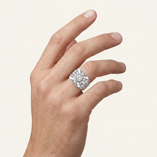4.75CT Round Cut Certified Lab Grown Diamond Men's Ring