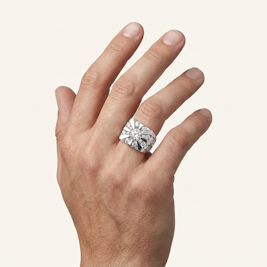 7CT Round Cut Certified Lab Grown Diamond Men's Ring