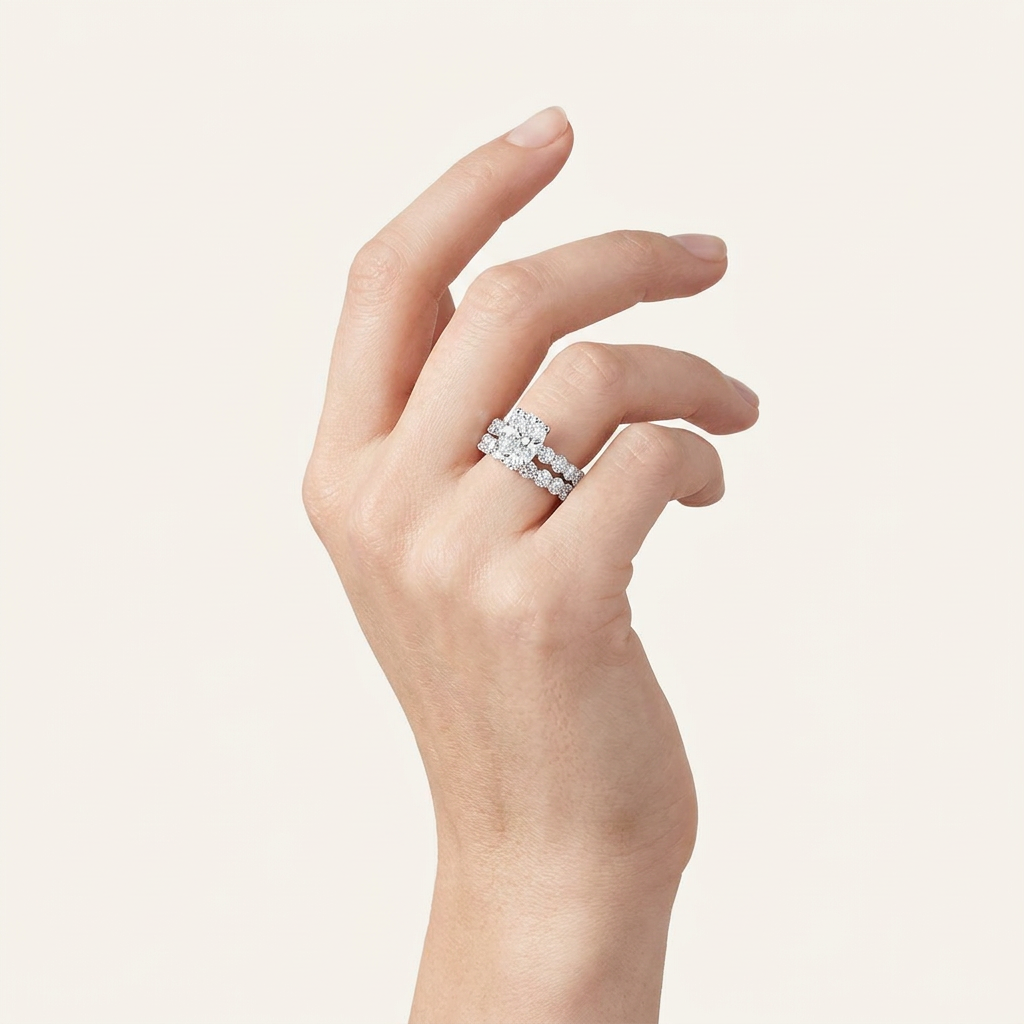 4.00CT Cushion Cut Lab Grown Diamond Bridal Set