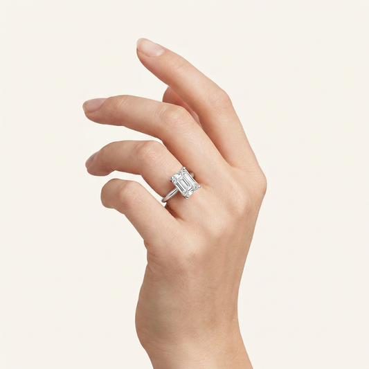 2.5CT Emerald Cut Lab Grown Diamond Solitaire Ring
