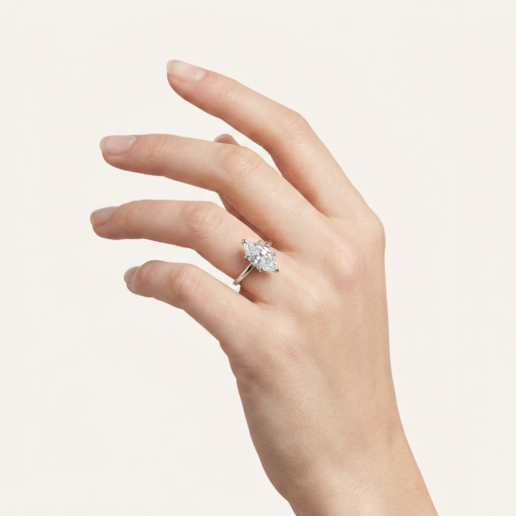 1CT Marquise Cut Lab Grown Diamond Solitaire Ring