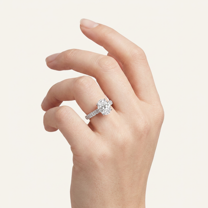 1.5CT Oval Cut Lab Grown Diamond Side Stone Ring