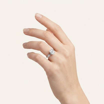 1CT Oval Cut Lab Grown Diamond Solitaire Engagement Ring