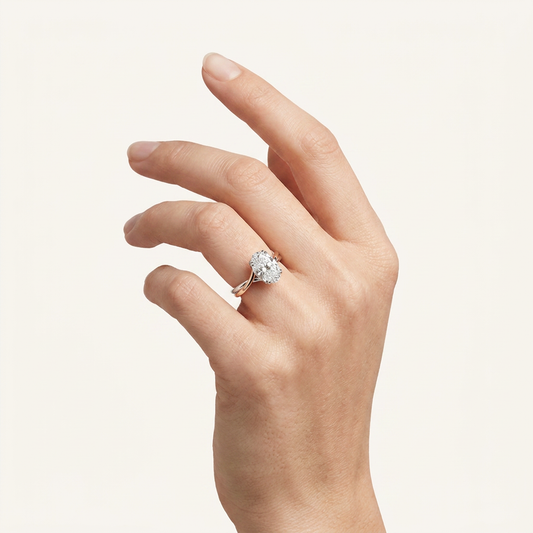 2CT Oval Cut Lab Grown Diamond Solitaire Ring