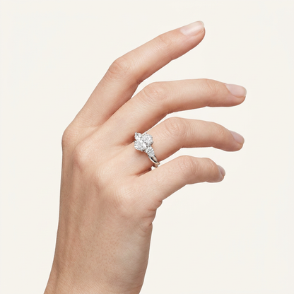 2.00 Ct Oval Cut Lab Grown Diamond Three Stone Ring