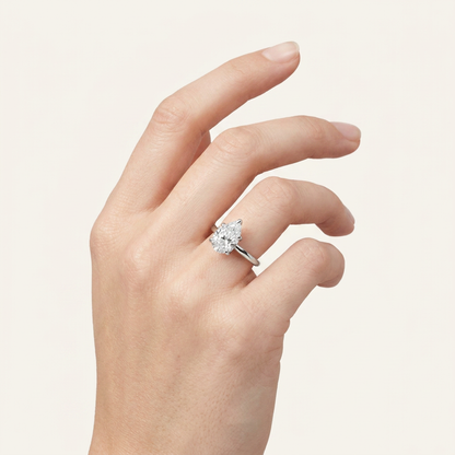 1.5CT Pear Cut Lab Grown Diamond Solitaire Ring