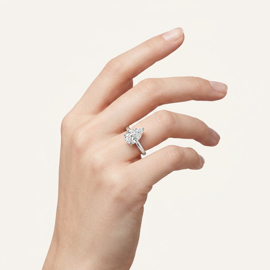 1.5CT Pear Cut Lab Grown Diamond Solitaire Ring
