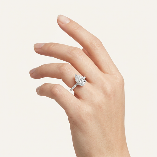 6.00CT Pear Cut Lab Grown Diamond Side Stone Ring