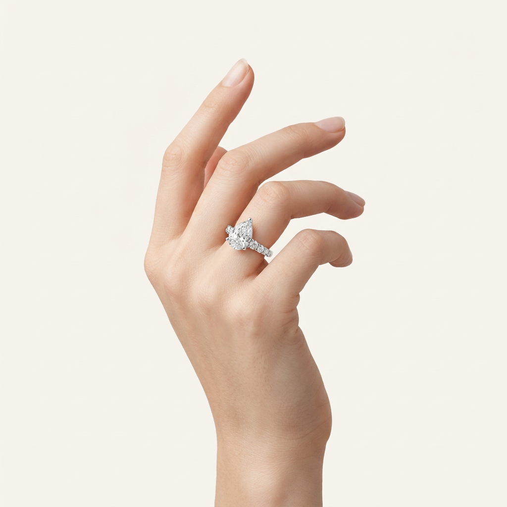 3.75CT Pear Cut Lab Grown Diamond Side Stone ring