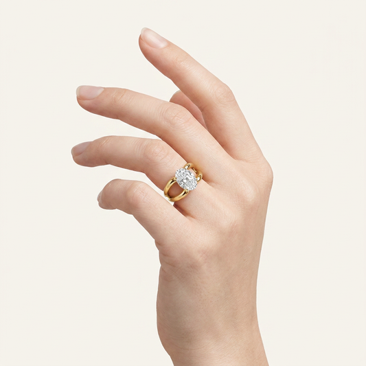 2CT Oval Cut Lab Grown Diamond East West Solitaire Ring