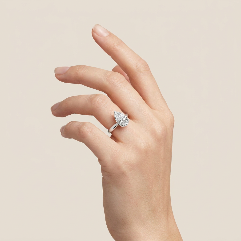 5.00CT Pear Cut Lab Grown Diamond Solitaire Ring