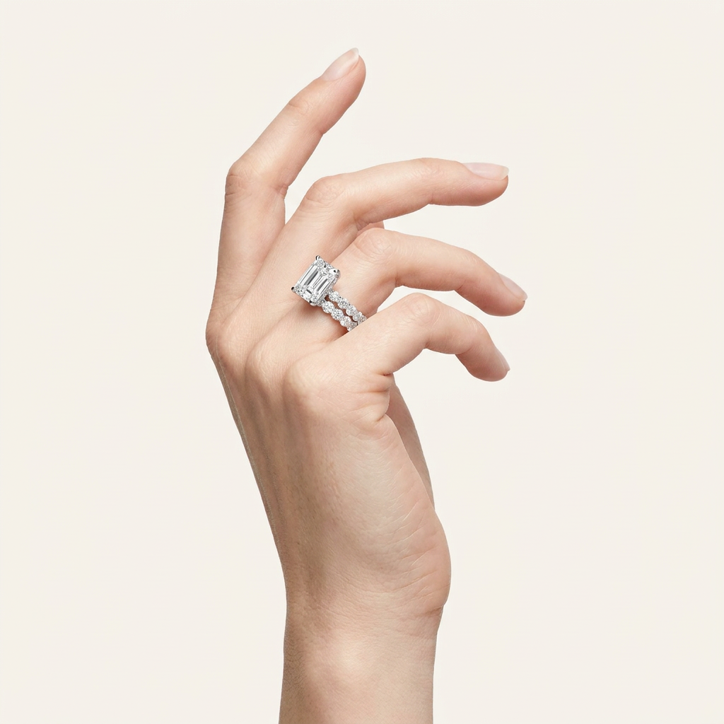 6.00CT Radiant Cut Lab Grown Diamond Bridal Set