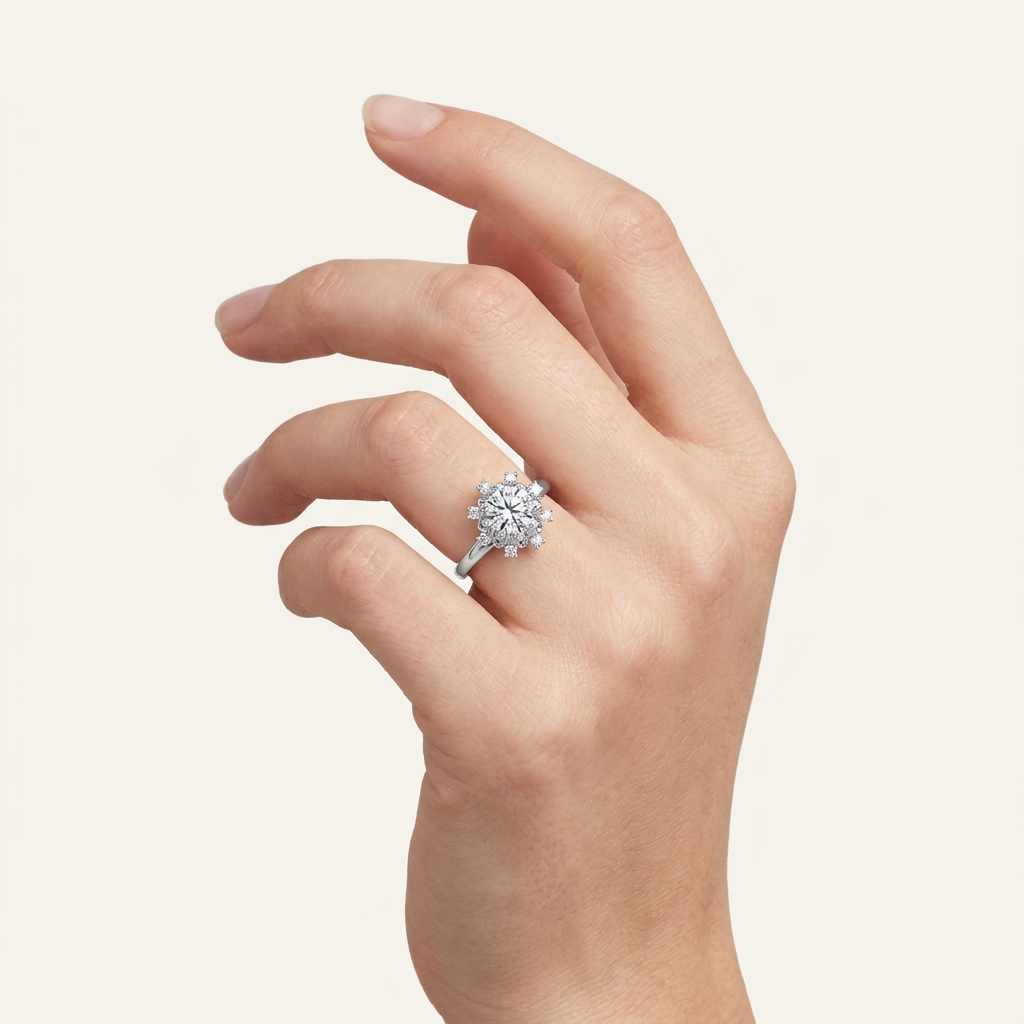 2.00CT Round Cut Lab Diamond Floral Halo Ring