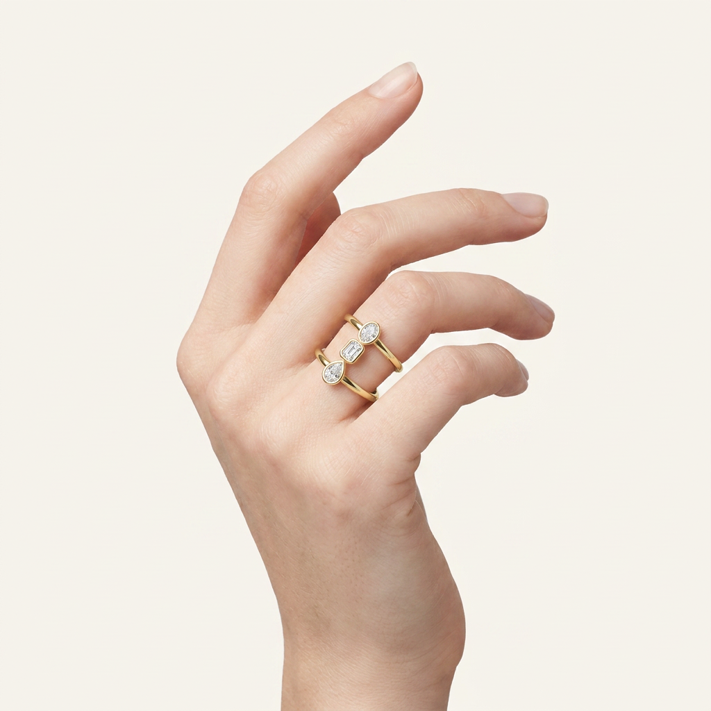 0.75CT Mixed Shape Lab Grown Diamond Open Ring