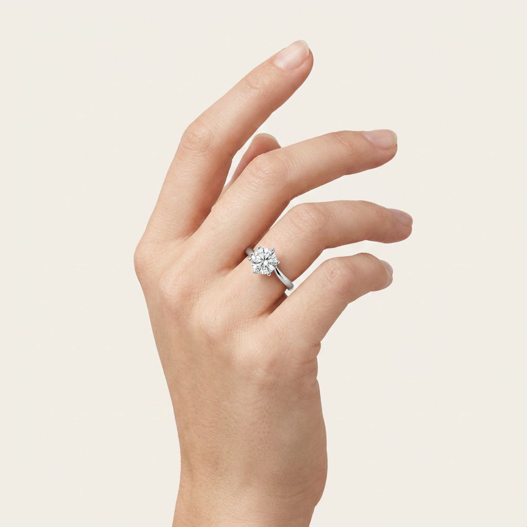2CT Round Cut Lab Grown Diamond Solitaire Ring