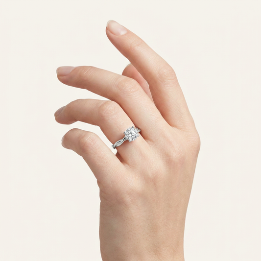 2CT Round Cut Lab Grown Diamond Solitaire Ring