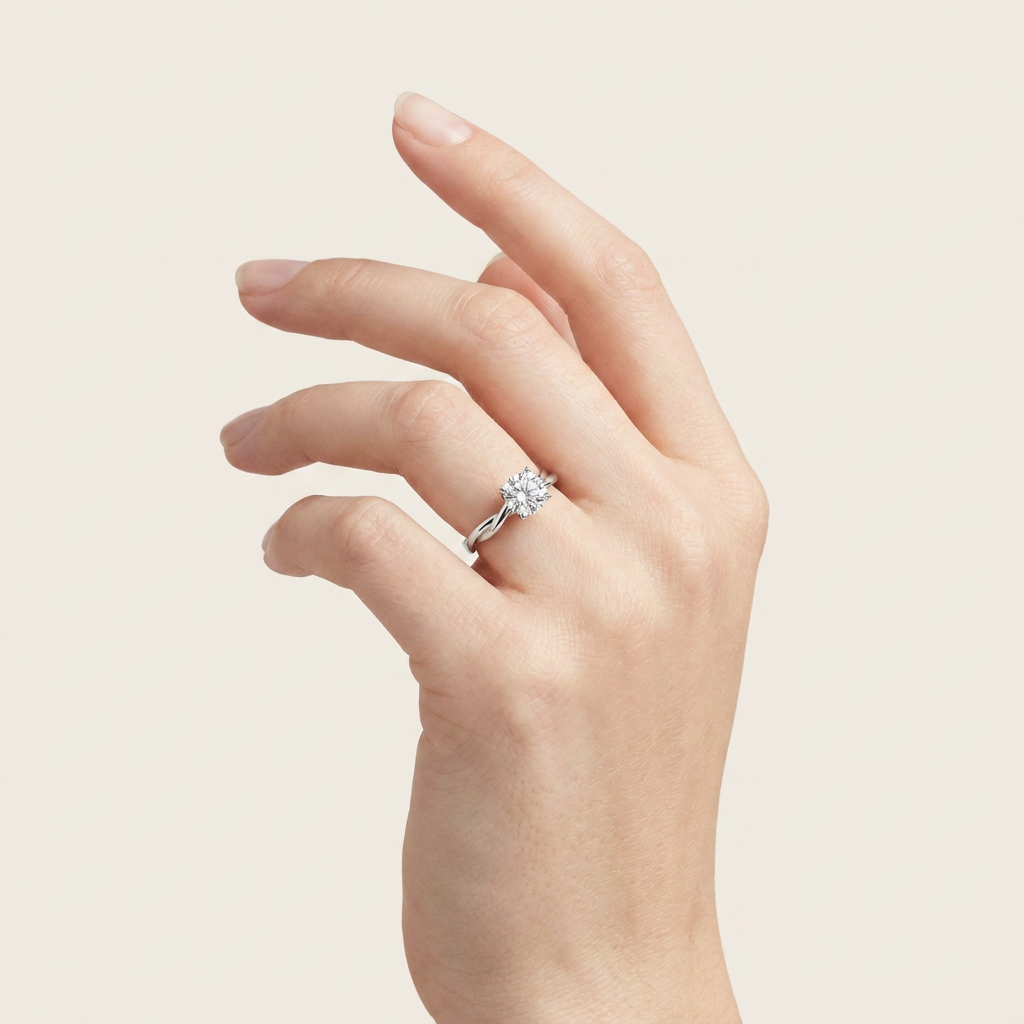 1.5CT Round Cut Lab Grown Diamond Solitaire Ring