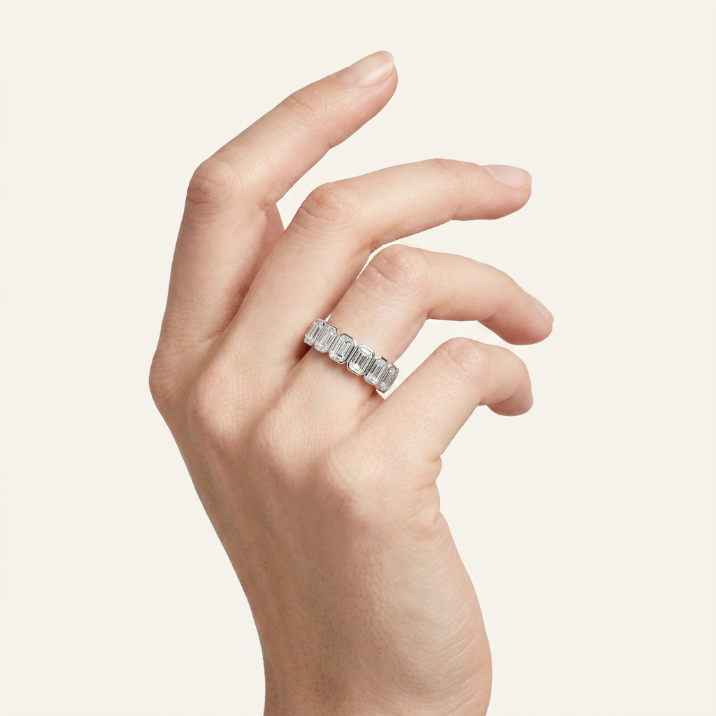 4.5CT Emerald Cut Lab Grown Diamond Eternity Ring