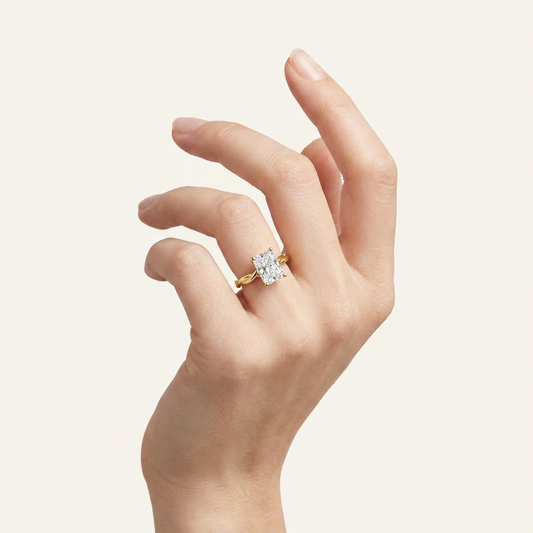 1CT Radiant Cut Lab Grown Diamond Solitaire Engagement Ring