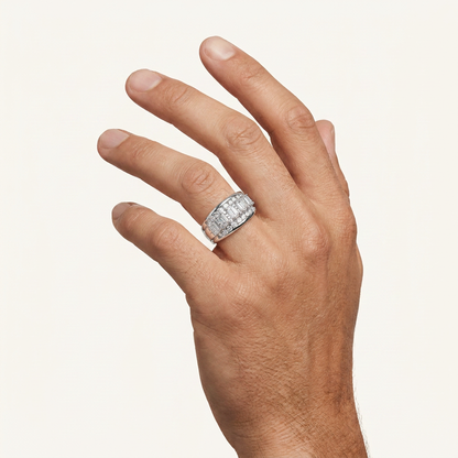3.5CT Emerald Cut Certified Lab Grown Diamond Cluster Men's Ring