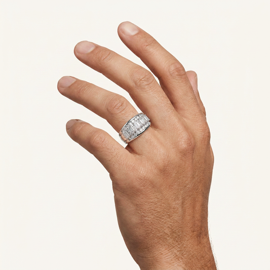 3.5CT Emerald Cut Certified Lab Grown Diamond Cluster Men's Ring
