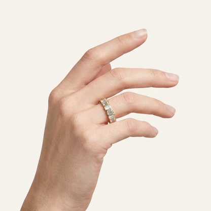 3.25CT Emerald Cut Lab Grown Diamond Eternity Ring