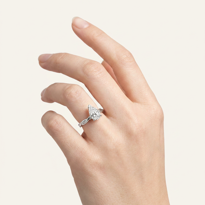 2CT Pear Cut Lab Grown Diamond Solitaire Engagement Ring