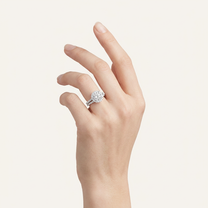 4.00CT Round Cut Lab Grown Diamond Halo Bridal Set