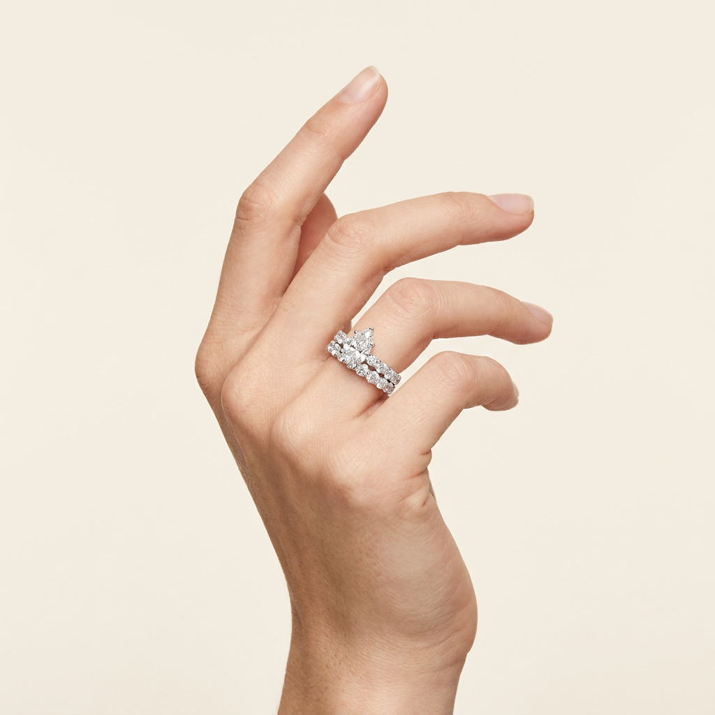 4.00CT Pear Cut Lab Grown Diamond Bridal Set