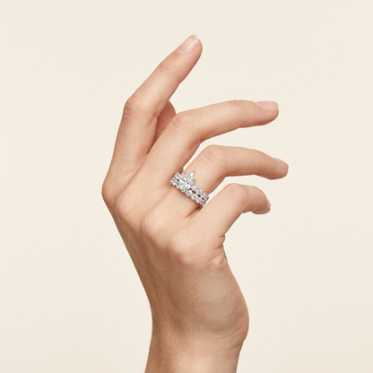 4.00CT Pear Cut Lab Grown Diamond Bridal Set